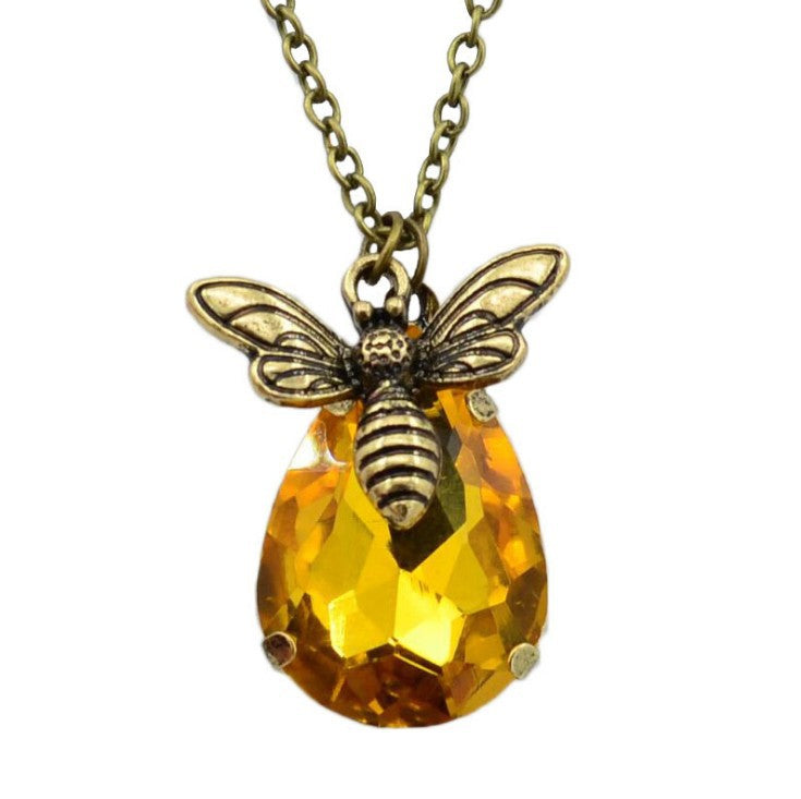 Wholesale retro small bee water drop earrings popular water drop Amber exaggerated earrings jewelry